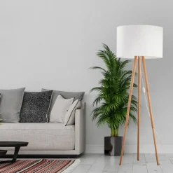 Lampa Podłogowa TOKYO Brązowy Biały Abażur 1xE27 148cm * TK Lighting Sale