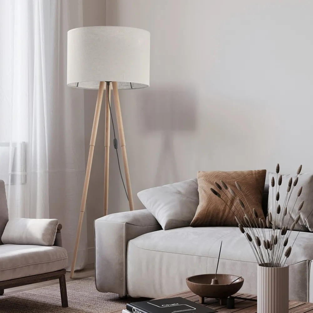 Lampa Podłogowa TOKYO Sosna Beżowy Abażur 1xE27 148cm * TK Lighting New