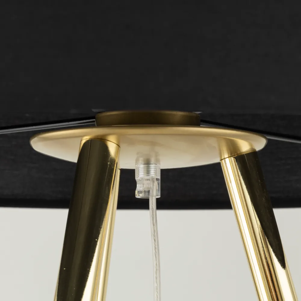 Lampa Podłogowa UMBERTO Trójnóg Złoty Czarny Abażur 1xE27 155cm * TK Lighting Best