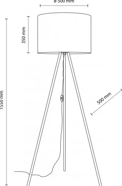 Lampa Podłogowa UMBERTO Trójnóg Złoty Czarny Abażur 1xE27 155cm * TK Lighting Best
