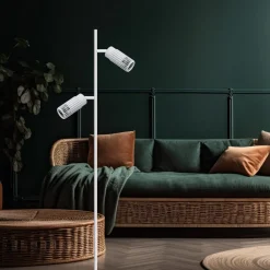 Lampa Podłogowa VERTICAL Regulowana Biały Metalowe Klosze 2xGU10 150cm * Eko-light