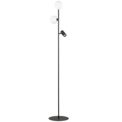Lampa podłogowa VOX czarna biały klosz 2xG9 1xGU10 * TK Lighting Sale