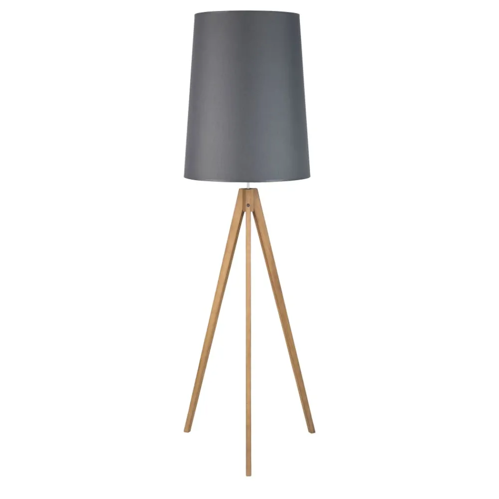 Lampa Podłogowa WALZ Brązowy Szary Abażur 1xE27 175cm * TK Lighting Sale