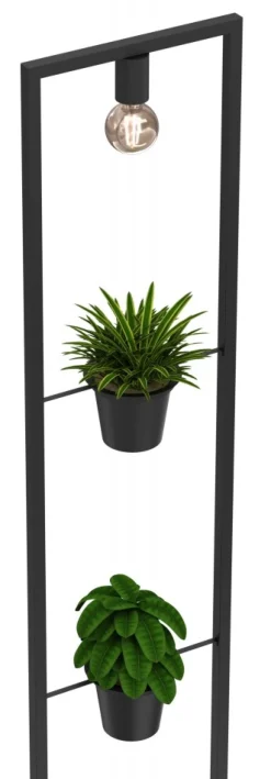 Lampa Podłogowa z kwietnkiem FLORES Czarny 1xE27 Zestaw z doniczkami * Luminex Best