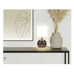 Lampa stojąca biała ze szklaną podstawą * H&S Decoration Discount