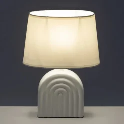 Lampa stojąca ceramiczna biała z abażurem 31 cm * HowHomely Online