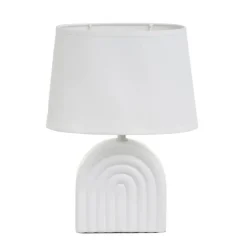 Lampa stojąca ceramiczna biała z abażurem 31 cm * HowHomely Online