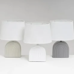 Lampa stojąca ceramiczna biała z abażurem 31 cm * HowHomely Online