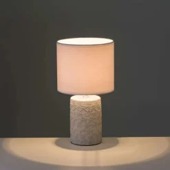 Lampa stojąca na zdobionej beżowej podstawie 34 cm * HowHomely Best