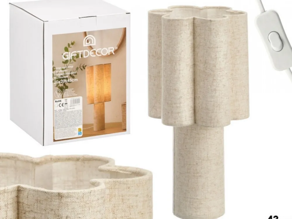 Lampa stołowa beżowa len 43 cm * GIFTDECOR Best