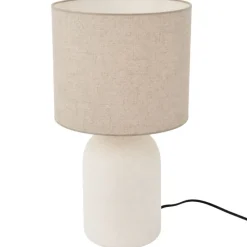 Lampa stołowa biała z beżowym abażurem h45,5 cm * Koopman Discount