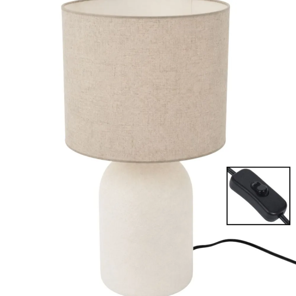 Lampa stołowa biała z beżowym abażurem h45,5 cm * Koopman Discount