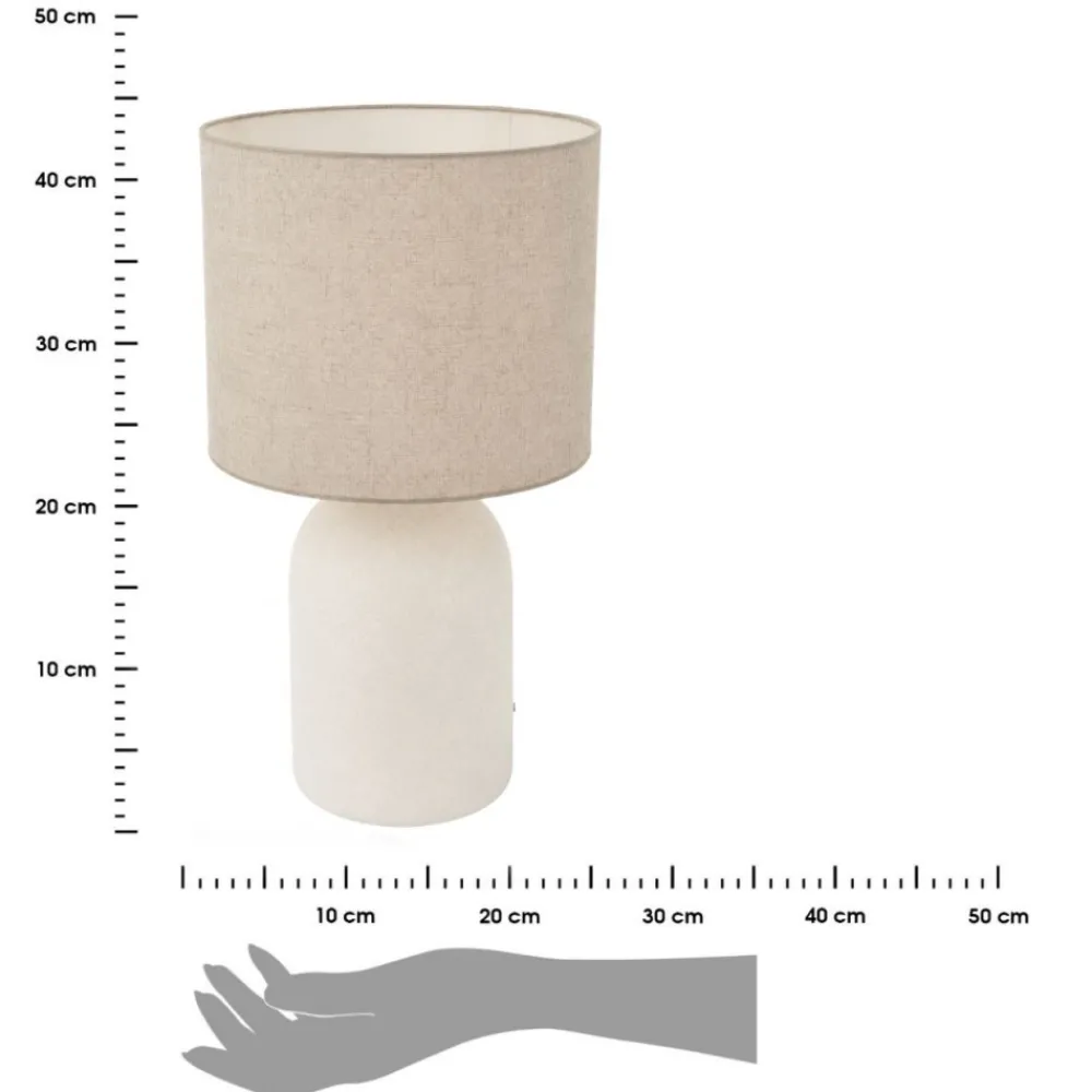 Lampa stołowa biała z beżowym abażurem h45,5 cm * Koopman Discount