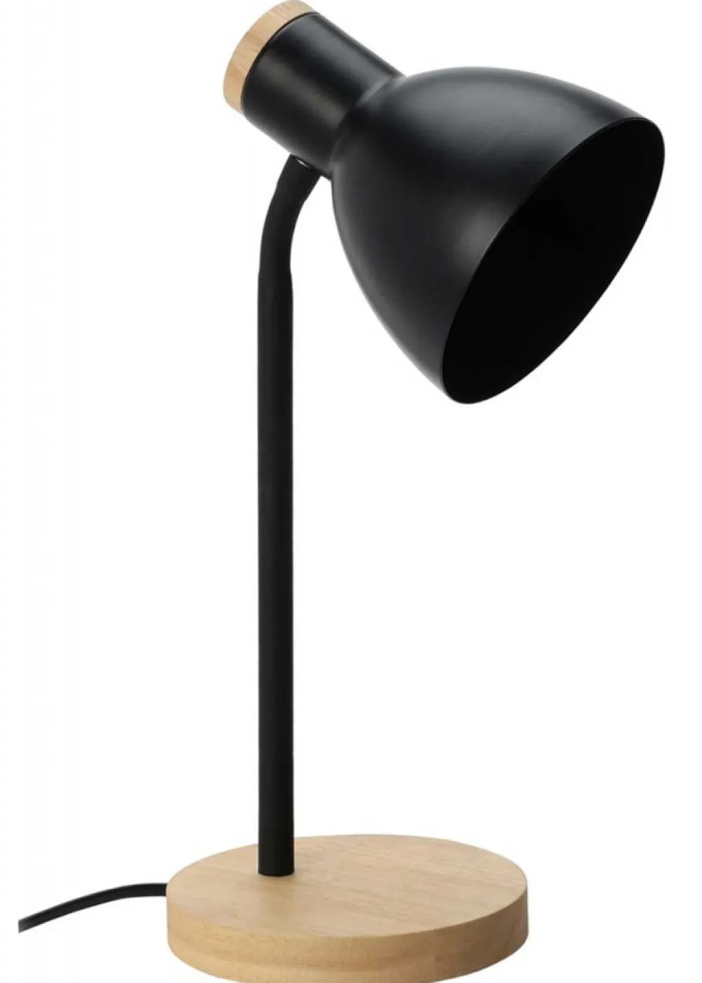 Lampa stołowa czarna na drewnianej podstawie * H&S Decoration Sale