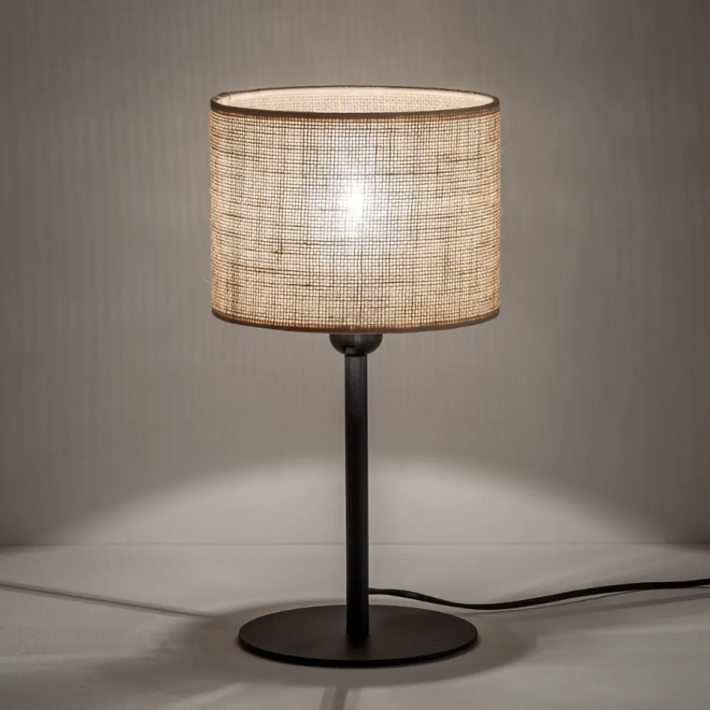 Lampa stołowa JUTA czarna abażur juta1xE27 * TK Lighting New