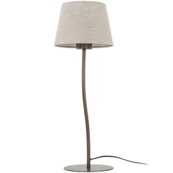 Lampa stołowa NICOLA brązowa abażur len 1xE27 * TK Lighting Discount