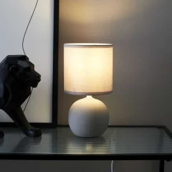 Lampa stołowa ORBA szara 25 cm kulista * HowHomely Online