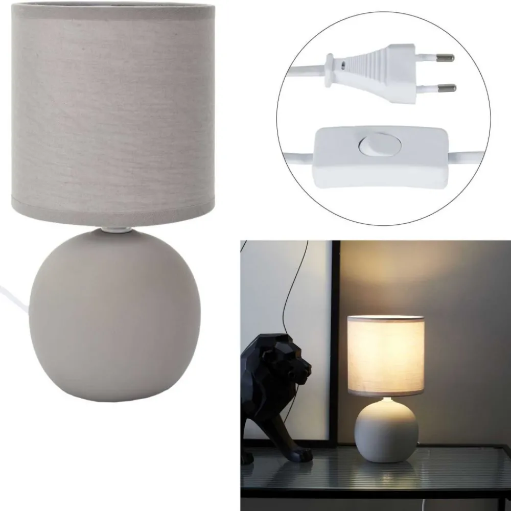 Lampa stołowa ORBA szara 25 cm kulista * HowHomely Online
