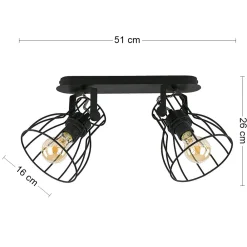 Lampa Sufitowa ALANO Czarny Metalowe Klosze 2xE27 * TK Lighting Outlet