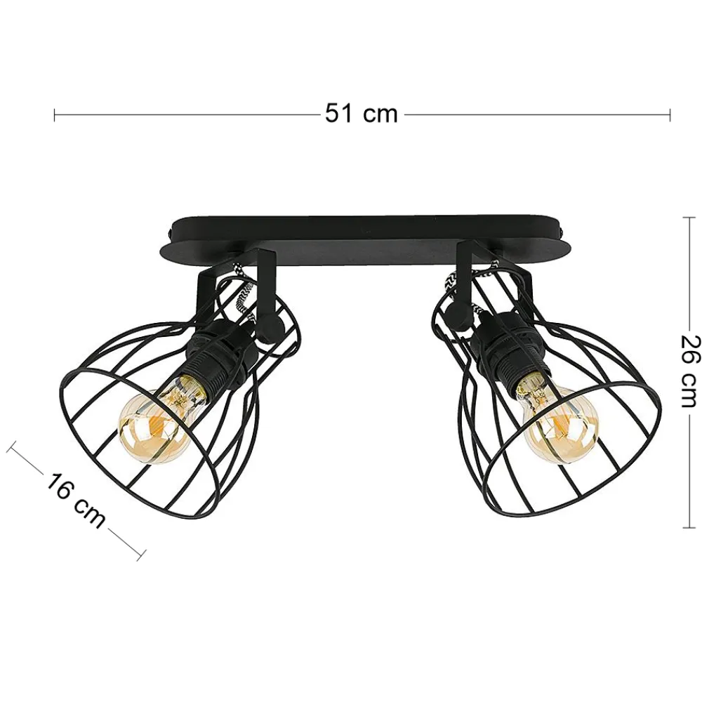 Lampa Sufitowa ALANO Czarny Metalowe Klosze 2xE27 * TK Lighting Outlet