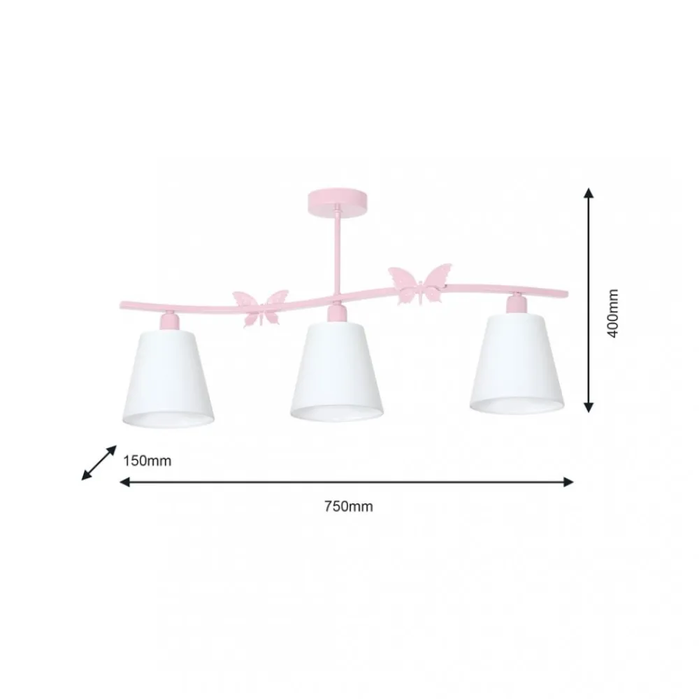 Lampa Sufitowa ALICE Różowy Abażury 3xE14 * Eko-light Online