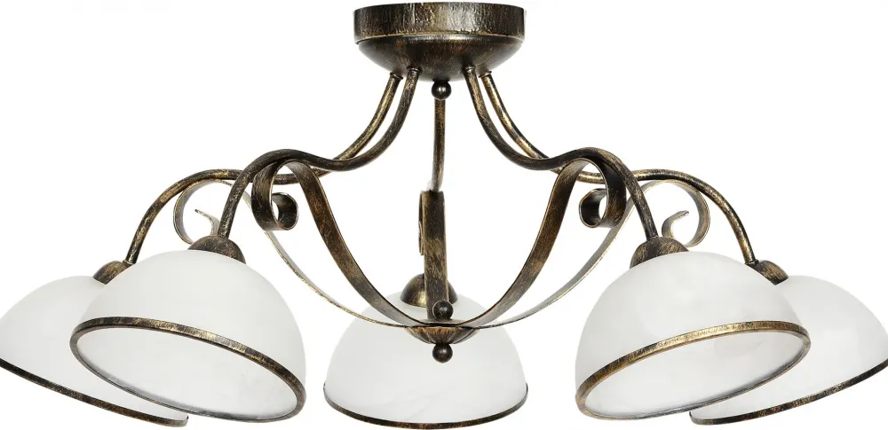 Lampa Sufitowa ANTICA Złoty Czarny Szklany Klosz 5xE27 * Luminex Discount