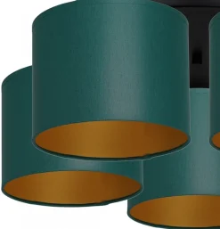 Lampa Sufitowa ARDEN Zielony Złoty Abażur 5xE27 * Luminex Sale