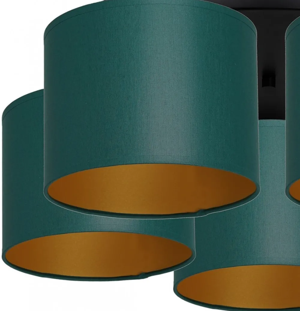Lampa Sufitowa ARDEN Zielony Złoty Abażur 5xE27 * Luminex Sale