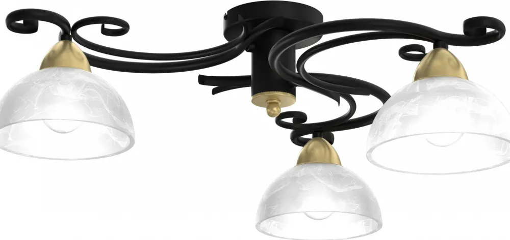 Lampa Sufitowa AURORA Czarny Złoty Szklany Klosz 3xE27 * Luminex Clearance