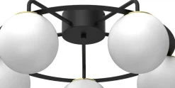 Lampa Sufitowa BALLO Czarny Złoty Szklany Klosz 5xE27 * Luminex Hot