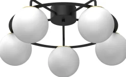 Lampa Sufitowa BALLO Czarny Złoty Szklany Klosz 5xE27 * Luminex Hot