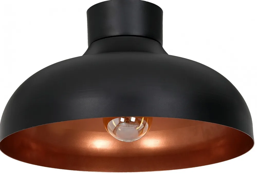 Lampa Sufitowa BASCA Czarny Miedziany Metalowy Klosz 1xE27 40cm * Luminex Outlet