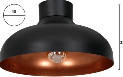 Lampa Sufitowa BASCA Czarny Miedziany Metalowy Klosz 1xE27 40cm * Luminex Outlet