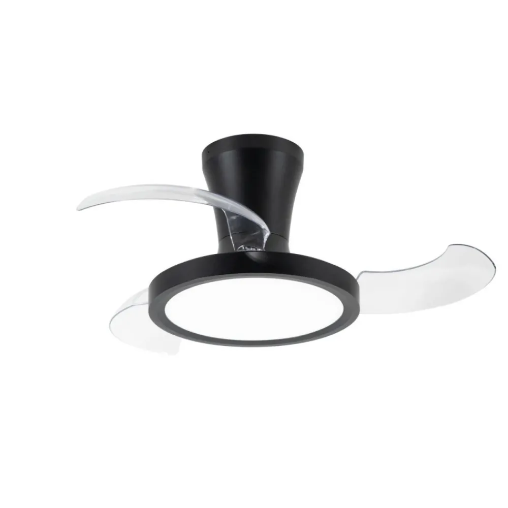 Lampa sufitowa BREEZE czarna 1xLED z wiatrakiem i pilotem * TK Lighting
