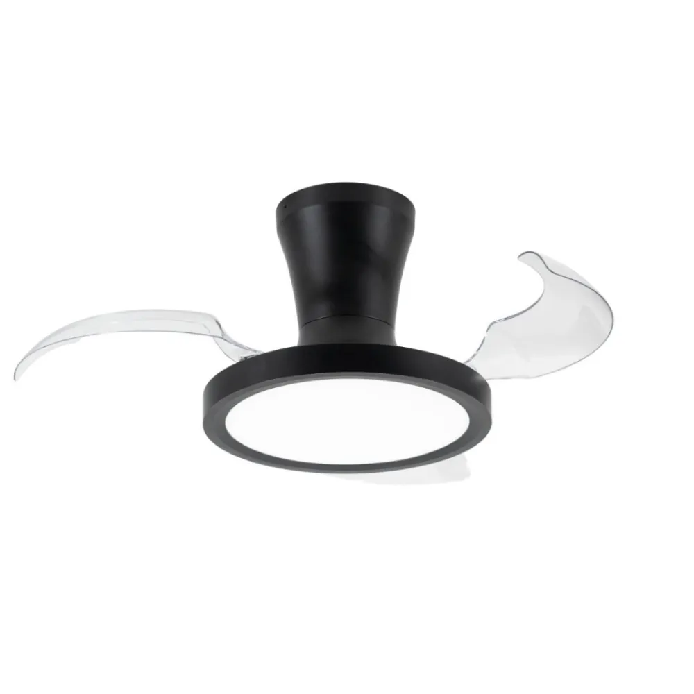 Lampa sufitowa BREEZE czarna 1xLED z wiatrakiem i pilotem * TK Lighting
