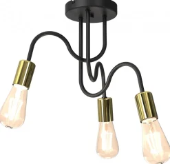Lampa Sufitowa DOW Czarny Złoty 3xE27 * Luminex Hot