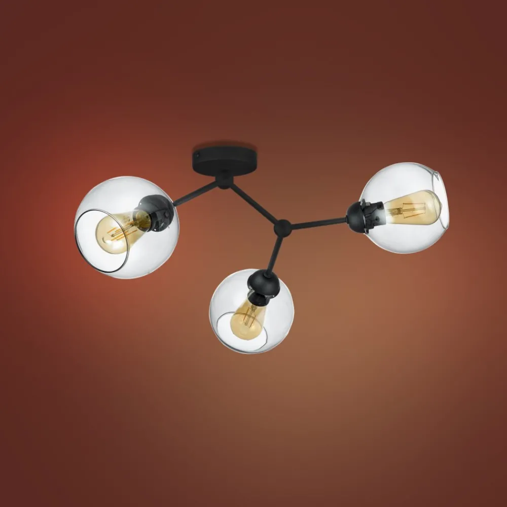 Lampa Sufitowa FAIRY Czarny Szklane Klosze 3xE27 * TK Lighting Outlet