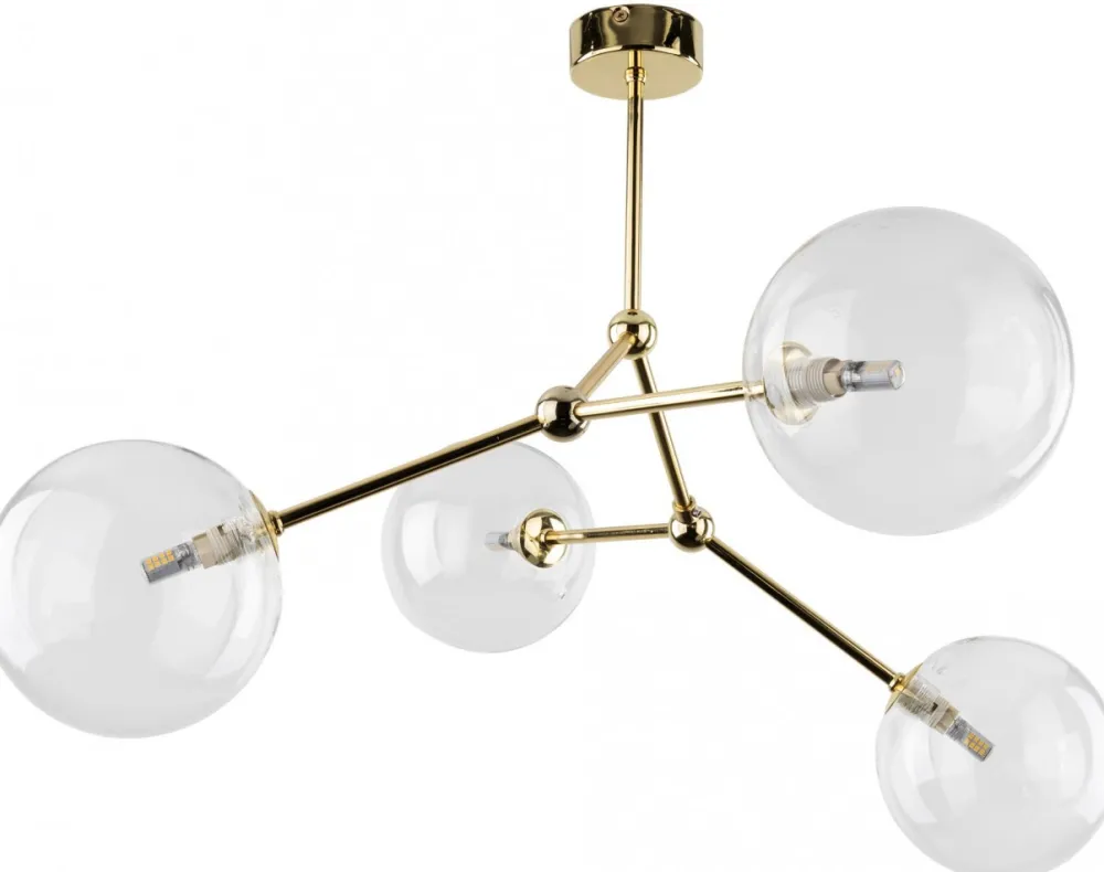 Lampa Sufitowa FAIRY Złoty Transparentne Szklane Klosze 4xG9 * TK Lighting