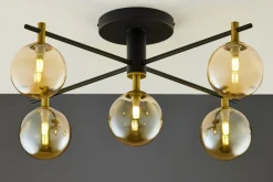 Lampa Sufitowa FIGARO Czarny Bursztynowy Szklane Klosze 5xG9 * Jupiter Clearance
