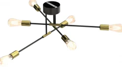 Lampa Sufitowa FLAME Czarny Złoty 6xE27 * Luminex Discount