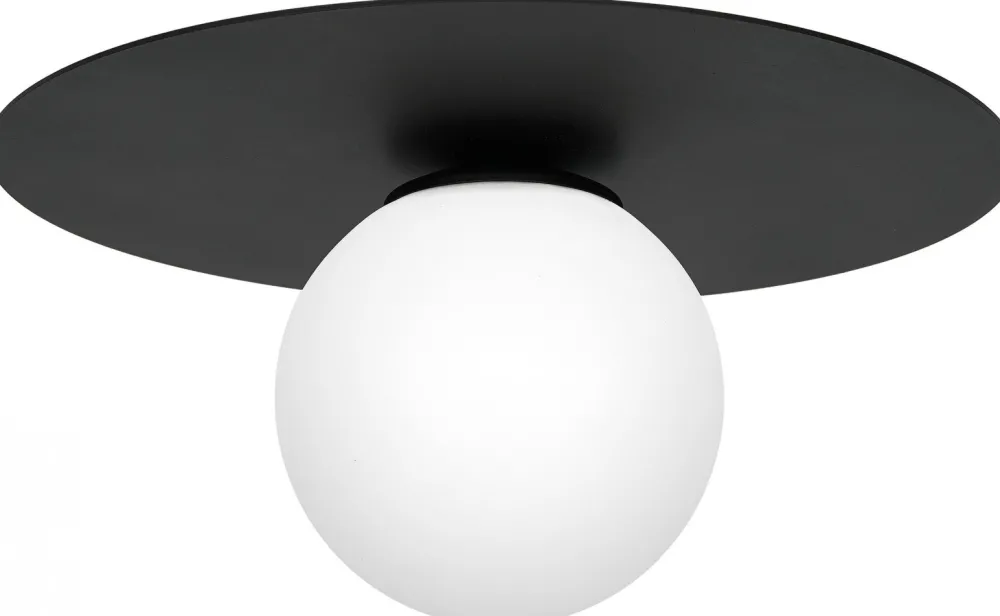 Lampa Sufitowa FLAT Czarny Szklany Klosz 1xE14 * Luminex Hot