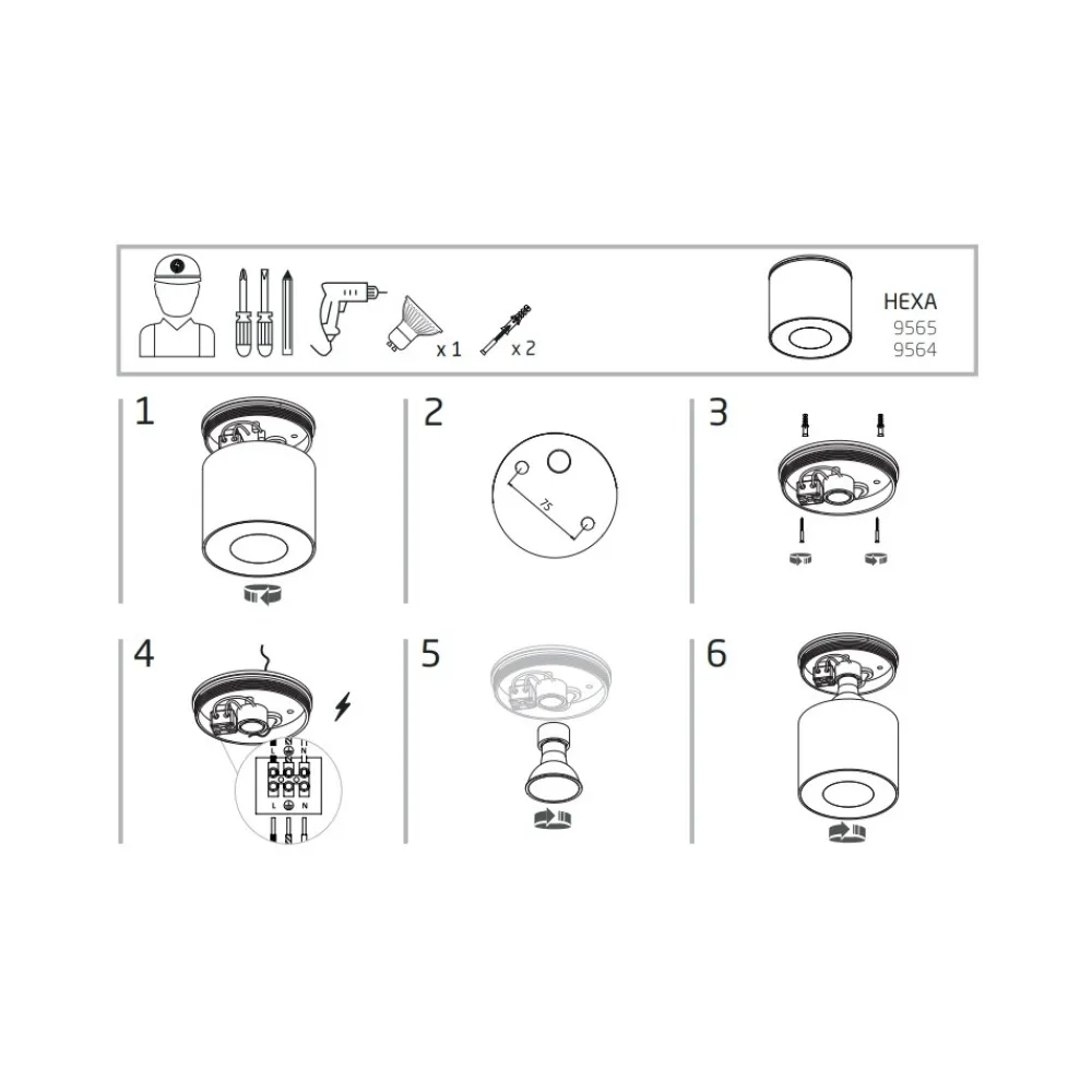 Lampa Sufitowa HEXA Czarny 1xGU10 IP44 * Nowodvorski Discount