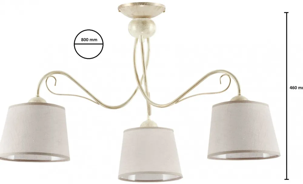 Lampa Sufitowa KAMELIA Beżowy Abażury 3xE27 * Jupiter Hot