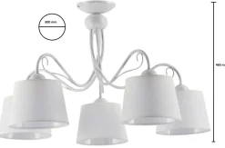 Lampa Sufitowa KAMELIA Biały Abażury 5xE27 * Jupiter Best
