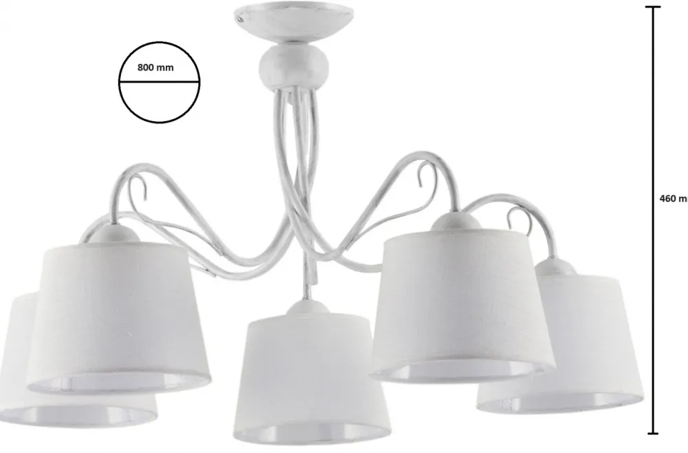 Lampa Sufitowa KAMELIA Biały Abażury 5xE27 * Jupiter Best