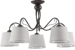 Lampa Sufitowa KAMELIA Brązowy Szary Abażury 5xE27 * Jupiter Online