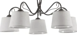 Lampa Sufitowa KAMELIA Brązowy Szary Abażury 5xE27 * Jupiter Online
