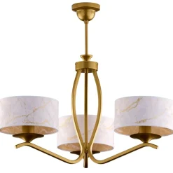 Lampa sufitowa KASZMIR złota biały abażur 3xE27 * Jupiter New