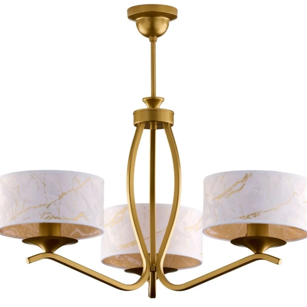 Lampa sufitowa KASZMIR złota biały abażur 3xE27 * Jupiter New