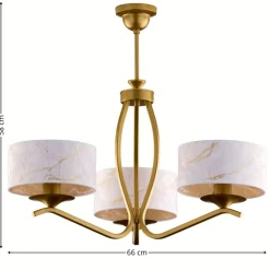 Lampa sufitowa KASZMIR złota biały abażur 3xE27 * Jupiter New
